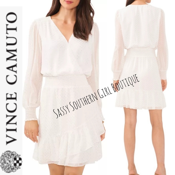 ⭐🆕 Vince Camuto white and gold metallic print mini dress - Picture 6 of 15